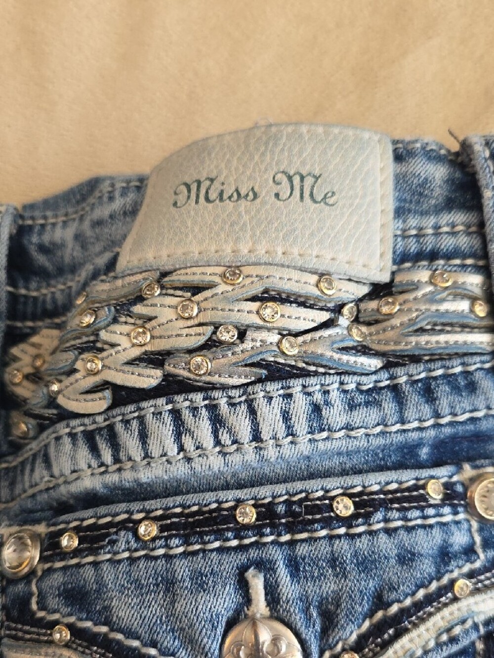 Miss Me Medium Blue Bootcut Jeans with Faded Whiskering - Picture 6 of 8